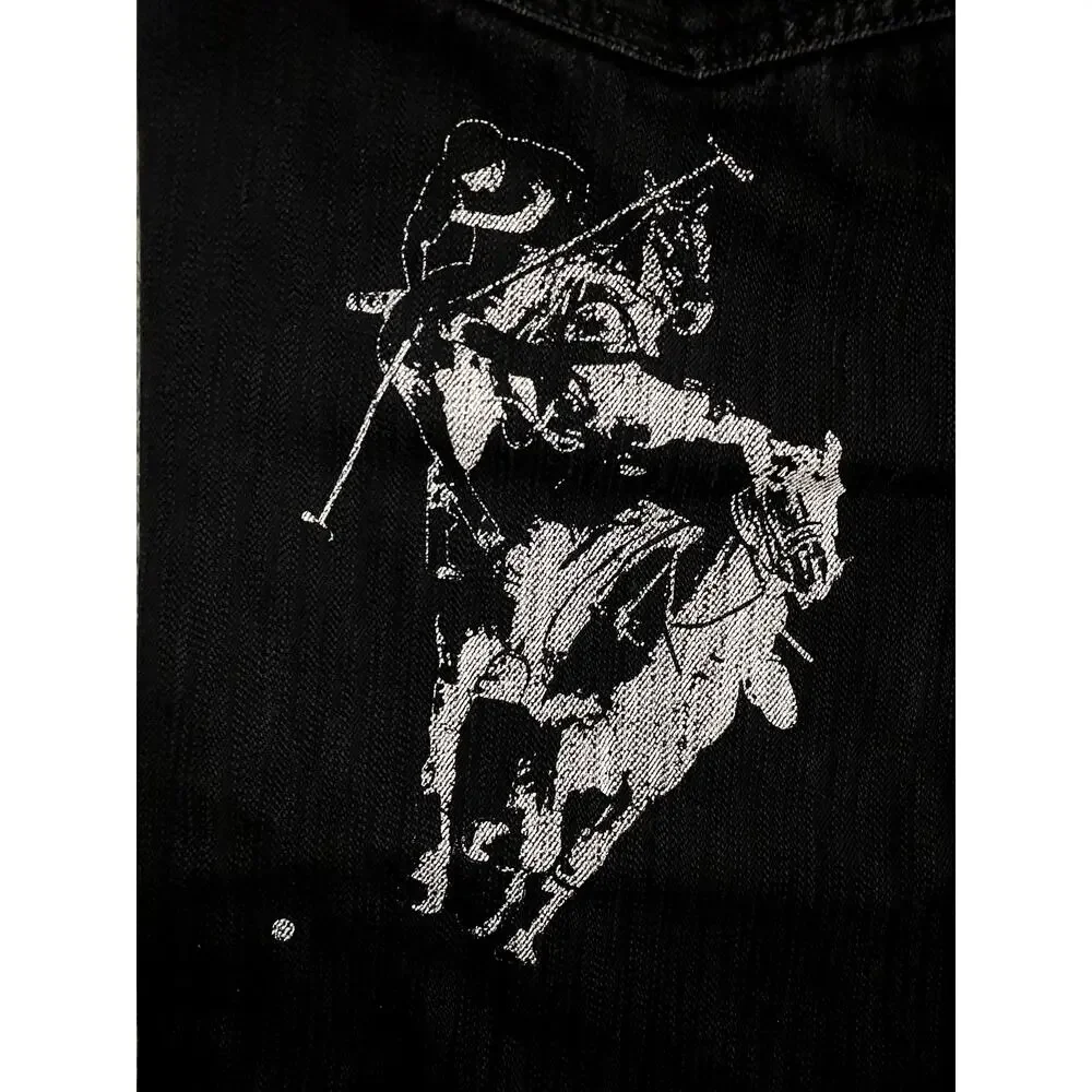 Crown Basics Jeans Mens 36X28 Black Loose Straight Painted‎ Back Y2K Button Fly